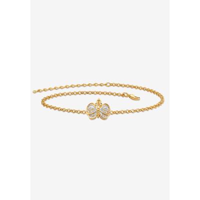 Women's Gold-Plated Filigree Butterfly Two-Tone 9 Ankle Bracelet 9