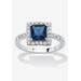 Women's Simulated Birthstone and Crystal Halo Ring in Sterling Silver by PalmBeach Jewelry in September (Size 10)