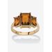 Women's Yellow Gold-Plated Simulated Emerald Cut Birthstone Ring by PalmBeach Jewelry in November (Size 8)