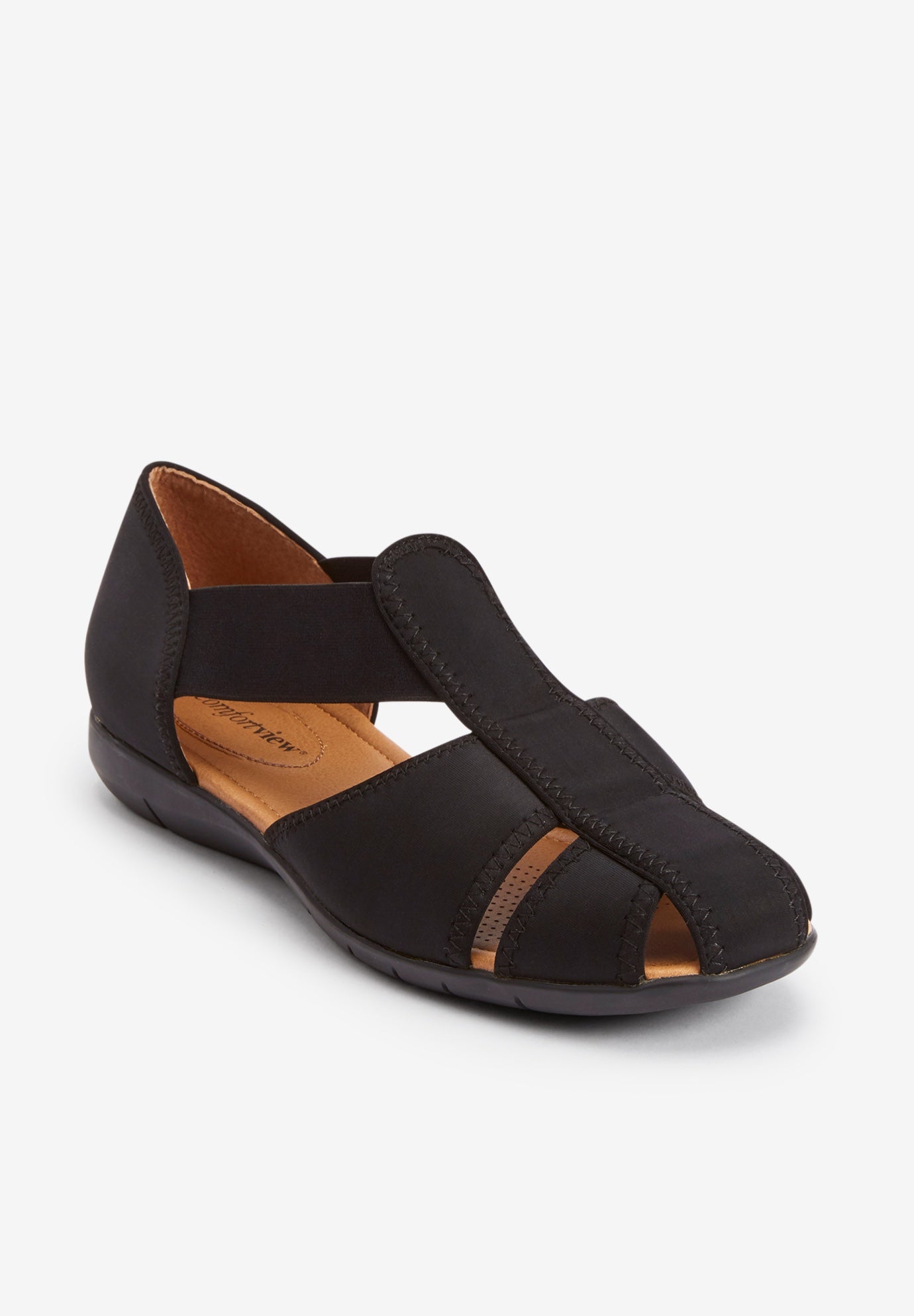 Extra Wide Width Women's The Cheryl Flat by Comfortview in Black (Size 12 WW)