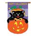 The Holiday Aisle® Krikoris Halloween Pumpkin 2-Sided Polyester 40 x 28 in. House Flag in Black/Indigo/Orange | 40 H x 28 W in | Wayfair