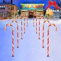 JAWSEU Candy Cane Garden Light, Candy Canes Fairy Lights Christmas, LED Christmas Candy Cane Pathway Makers Waterproof Pathway Lights Christmas Landscape Lawn Lamps Outdoor Christmas Decorations