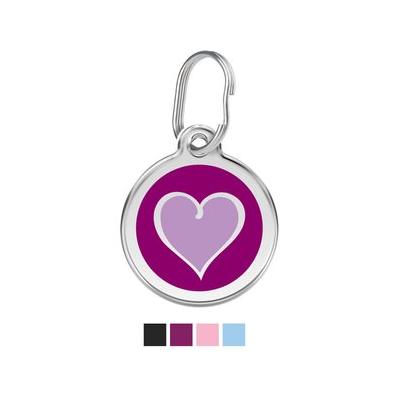 Red Dingo 2 Toned Heart Stainless Steel Personalized Dog & Cat ID Tag, Purple, Large
