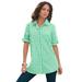 Plus Size Women's French Check Big Shirt by Roaman's in Vivid Green Check (Size 14 W)