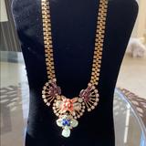 J. Crew Jewelry | J Crew Crystals And Stones Statement Necklace | Color: Orange/Purple | Size: Os