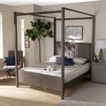 Foundry Select Carrillo Tufted Canopy Bed Upholstered/Polyester in Gray | 87.3 H x 64.2 W x 85.4 D in | Wayfair A0D13E7DABFC44A995590AD62635FC3E