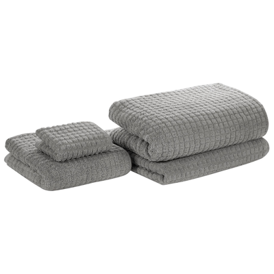 Badehandtuch 4er Set Grau Baumwolle 30x50 cm / 50x100 cm / 70x140 cm / 100x150 cm Frottee Handtücher in verschiedenen Gr