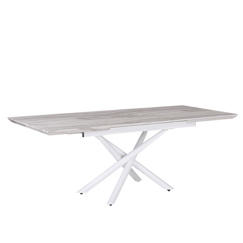 Esstisch Weiß MDF Tischplatte Marmor Optik 160 x 90 cm ausziehbar 200 x 90 cm mit Metallbeinen Rechteckig Modern Glamour Esszimmer Küche