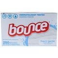 250ct of Bounce Fabric Softener Dryer Sheets, Free & Gentle