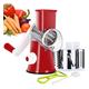 Ourokhome Manual Rotary Cheese Grater, Kitchen Speed Round Tumbling Box Shredder Drum Vegetable Slicer Nuts Grinder for Veggie, Potato, Cucumber, Carrot, Chocolate for Pizza, Hashbrowns, Salad (Red)