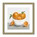 Joss & Main 'Oranges' by Isabelle Z - Painting Print Paper in Gray/Green/Orange | 18.25 H x 18.25 W x 0.88 D in | Wayfair 36903-01