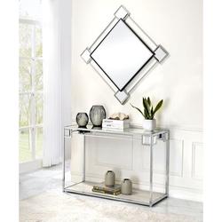 Everly Quinn Davidsville 44" Console Table & Mirror Set Wood/Mirrored in Brown/Gray | 30 H x 44 W x 18 D in | Wayfair