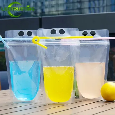 Sac d'emballage en plastique transparent pour boisson jus de fruits café fête d'été pocommuniste