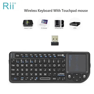 Rii Mini X1 Wireless Mini avec pavé tactile compatible avec Smart TV TV Box Tablette Smartphone