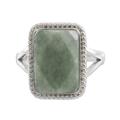 Green Nuances,'Guatemala Handcrafted Sterling Silver and Faceted Jade Ring'