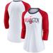 Women's Nike White/Heathered Red Washington Nationals Color Split Tri-Blend 3/4-Sleeve Raglan T-Shirt