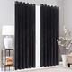 XXR LUXURY CRUSHED VELVET CURTAINS LINED EYELET RING TOP UK SIZES (Black, 66x72'')