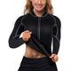 Nebility Women Waist Trainer Jacket Hot Sweat Shirt Weight Loss Sauna Suit Workout Body Shaper Neoprene Top Long Sleeve - black - XL