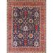 Blue/Red 108 x 72 x 0.35 in Indoor Area Rug - Bungalow Rose Oriental Red/Blue Area Rug Polyester/Wool | 108 H x 72 W x 0.35 D in | Wayfair