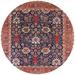 Blue/Red 72 x 72 x 0.35 in Indoor Area Rug - Bungalow Rose Oriental Red/Blue Area Rug Polyester/Wool | 72 H x 72 W x 0.35 D in | Wayfair