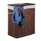 Relaxdays Lidded Bamboo Laundry Hamper, 100 L, Clothes Container, 2 Compartments, Folding, Rectangular Basket, Bathroom, 60% Polyester 20% Cotton, Brown, H x W x D: app. 63 x 52 x 33 cm