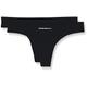 Emporio Armani Women's Basic Bonding Microfiber 2-Pack Thong Underwear, Black Black, S