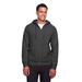 Team 365 TT95 Men's Zone HydroSport Heavyweight Full-Zip Hooded Sweatshirt in Dark Grey Heather size Small | Cotton Polyester