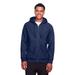 Team 365 TT95 Men's Zone HydroSport Heavyweight Full-Zip Hooded Sweatshirt in Sport Dark Navy Blue size Medium | Cotton Polyester