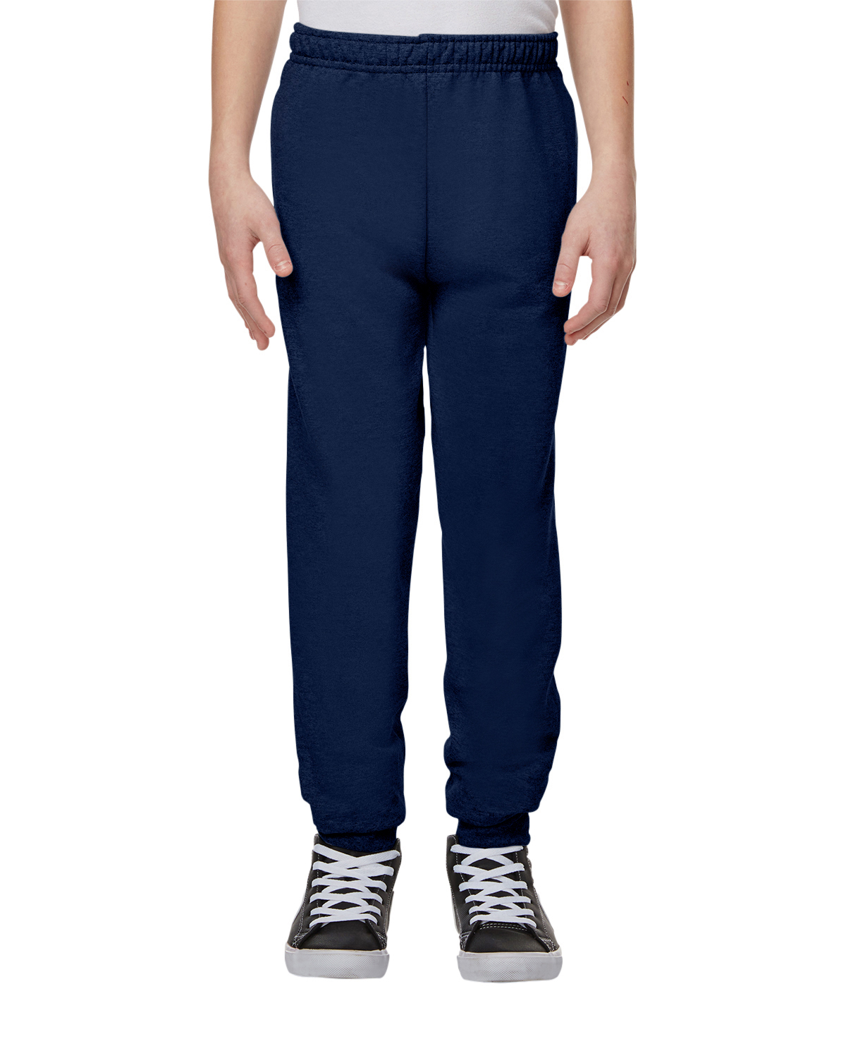 Jerzees 975YR Youth NuBlend Jogger Sweatpant in J Navy Blue size Small | Cotton/Polyester Blend
