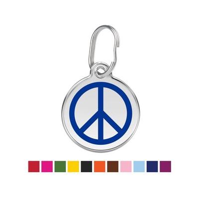 Red Dingo Peace Sign Stainless Steel Personalized Dog & Cat ID Tag, Blue, Small