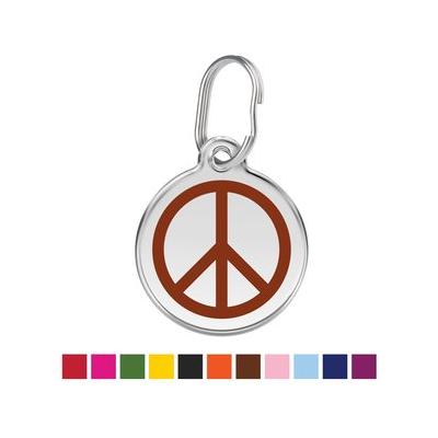 Red Dingo Peace Sign Stainless Steel Personalized Dog & Cat ID Tag, Brown, Small