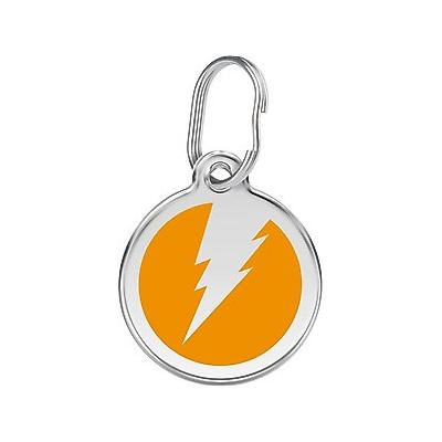 Red Dingo Lightning Bolt Stainless Steel Personalized Dog & Cat ID Tag, Orange, Large