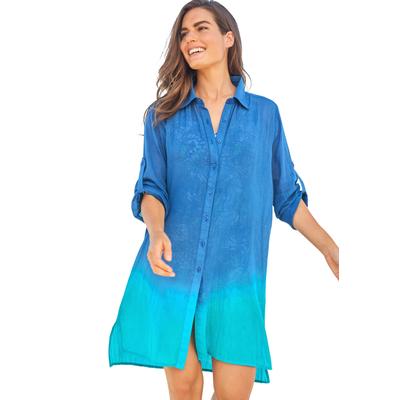 Plus Size Women's Button-Front Swim Cover Up by Swim 365 in Dip Dye (Size 22/24) Swimsuit Cover Up