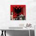 ARTCANVAS Et'hem Bey Mosque Clock Tower w/ Albanian Two-Headed Eagle Crest - Wrapped Canvas Graphic Art Print Canvas in Black/Red | Wayfair