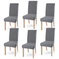 Dining Chair Covers for Dining Room Set of 6 Grey Stretch Chair Seat Covers Kitchen Chair Slipcover For Hotel, Banquet(Silvery Grey)