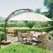 European Round Side Mount Umbrella with Base - 11-1/2', Indigo Canopy, Bronze - Frontgate