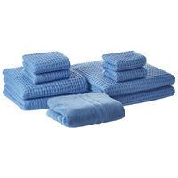Badehandtuch Set mit Badematte 9-teilig Blau Baumwolle Zero-Twist-Garn verschiedene Größen Badezimmer Ausstattung