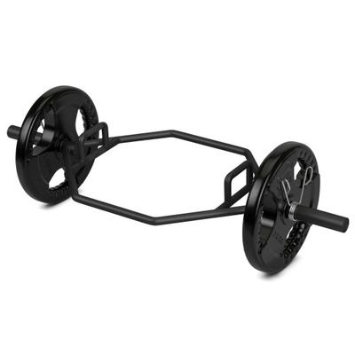 Costway 56 Inch Olympic Hexagon Deadlift Trap Bar with Folding Grips Powerlifting-Black