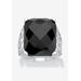 Women's Sterling Silver Natural Black Onyx Checkerboard Cut Ring by PalmBeach Jewelry in Onyx (Size 10)