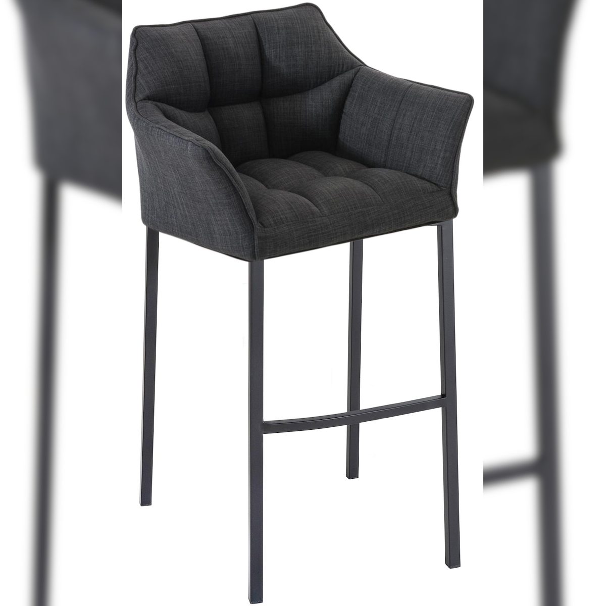 CLP Barhocker Damaso Stoff mit Vierfußgestell dunkelgrau/schwarz Image