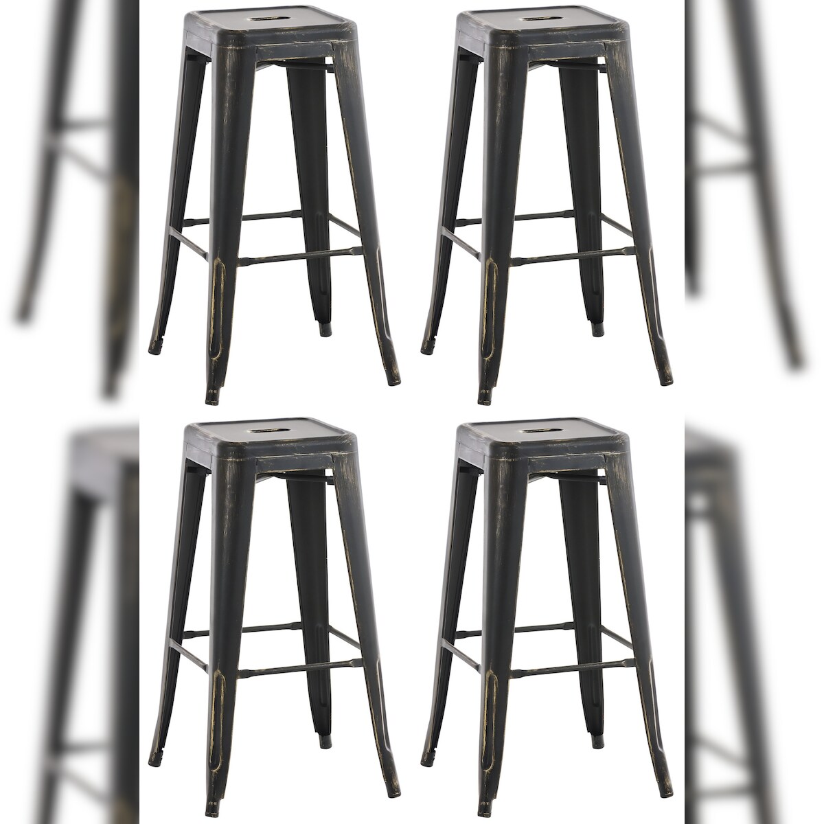 CLP 4er Set Barhocker Joshua schwarz-gold Image