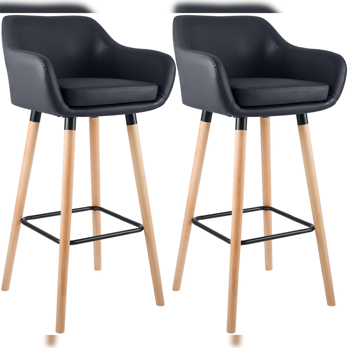 CLP 2er Set Barhocker Grant Kunstleder schwarz Image