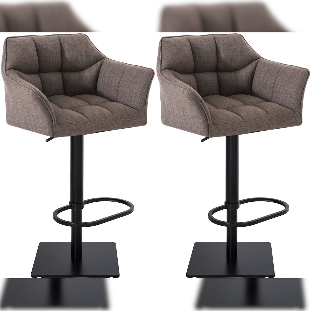 CLP 2er Set Barhocker Damaso Stoffbezug schwarz/grau Image