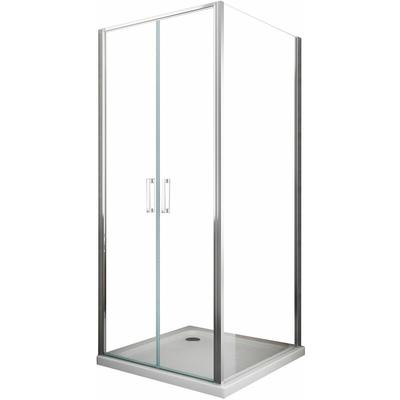 Eckduschkabine mit 1 feststehenden Seitenwand und 1 Pendeltür im Saloon-Stil aus 6 mm dickem, Image