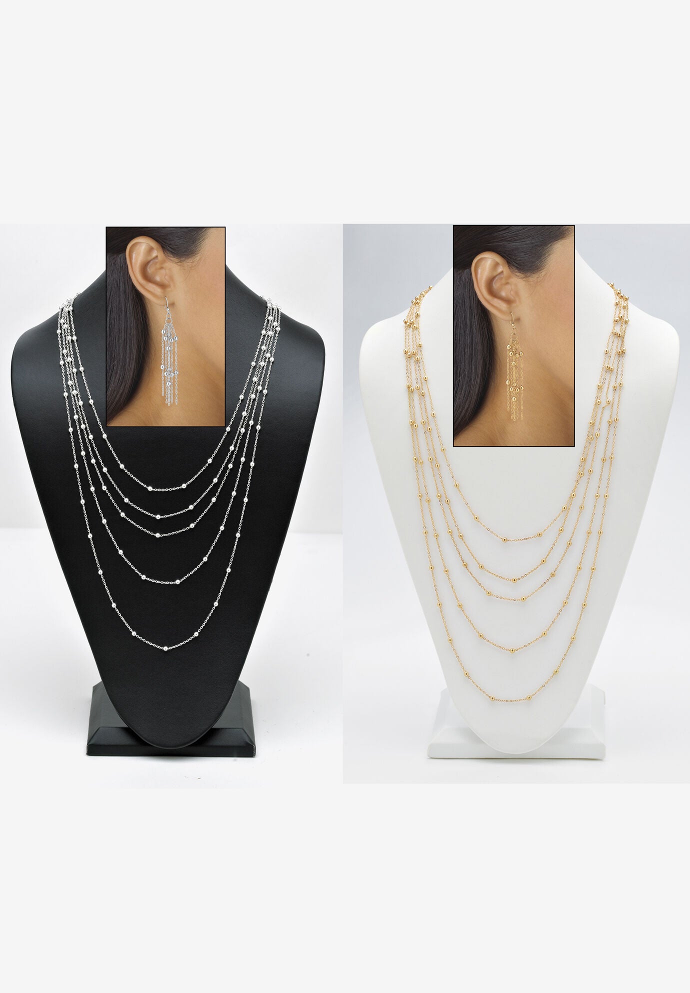 Women's Waterfall Necklace Set by PalmBeach Jewelry in Gold