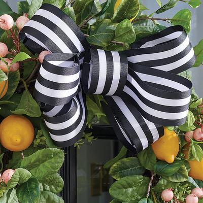 Black And White Striped Ribbon - Grandin Road