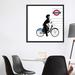 East Urban Home Bike Girl by Nicholle Kobi - Painting Print Canvas in Gray | 37 H x 37 W x 1.5 D in | Wayfair AEB72F53C11B49EF84EC7A964340EE09