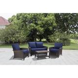 Red Barrel Studio® Braxter Williamsport 4 Piece Rattan Complete Patio Set w/ Cushions Synthetic Wicker/All - Weather Wicker/Wicker/Rattan | Wayfair