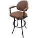 17 Stories Doradus Swivel Bar, Counter & Extra Tall Stool Upholstered/Metal in Blue/Black/Brown | 48 H x 20 W x 21 D in | Wayfair