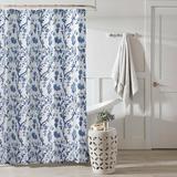 Laura Ashley Charlotte Blue/White Floral 100% Cotton Shower Curtain 100% Cotton in Gray | 72 H x 72 W in | Wayfair 216726